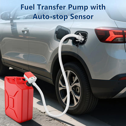 Auto-Stop Electric Fuel Transfer Pump, 3.2 GPM Portable Gas Can Pump with 51" Hose & 3 Tank Adapters (Can Not Included)