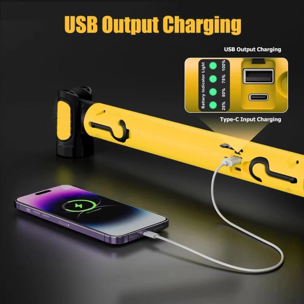 Hands-Free Magnetic LED Underhood Light – Waterproof Auto Repair & Camping Emergency Lamp with Phone Charging Port