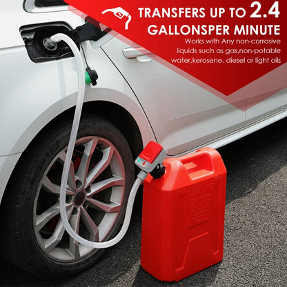 Auto-Stop Electric Fuel Transfer Pump, 3.2 GPM Portable Gas Can Pump with 51" Hose & 3 Tank Adapters (Can Not Included)