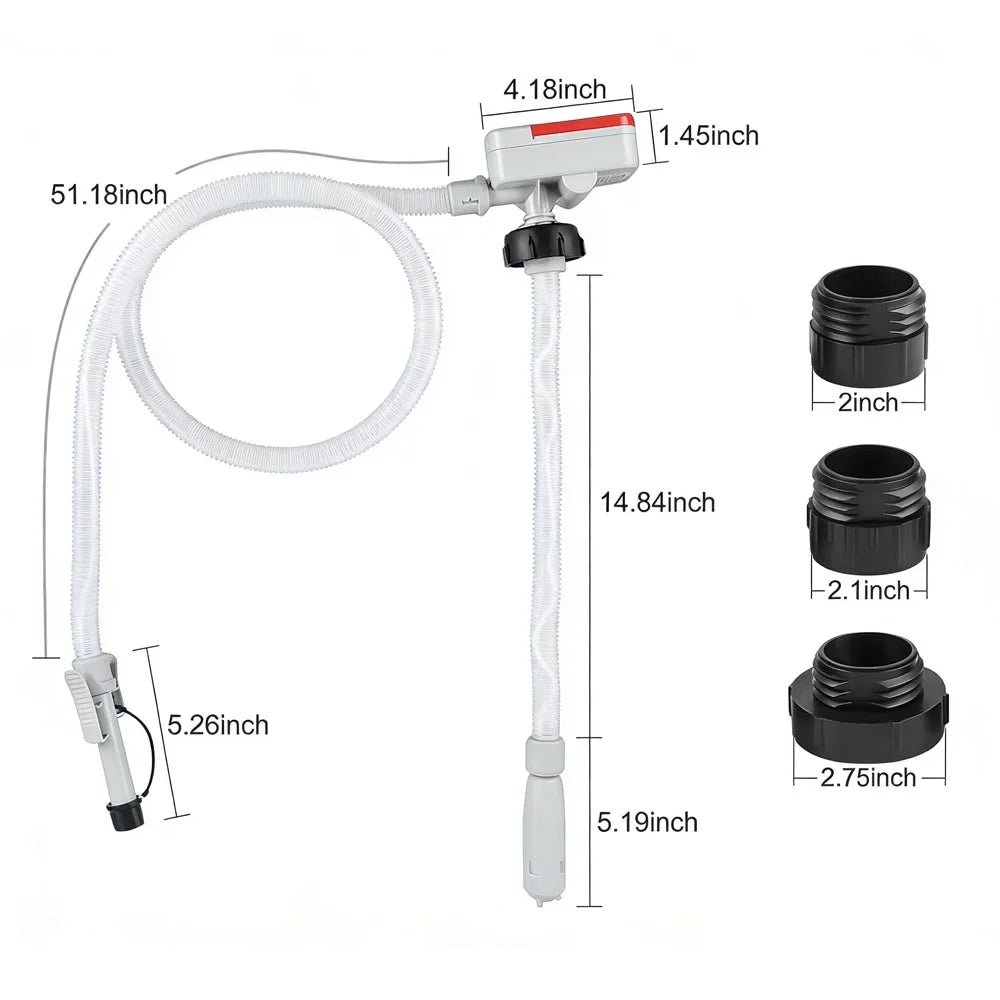 Auto-Stop Electric Fuel Transfer Pump, 3.2 GPM Portable Gas Can Pump with 51" Hose & 3 Tank Adapters (Can Not Included)