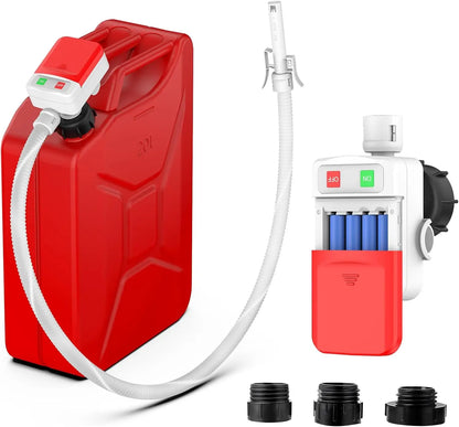 Auto-Stop Electric Fuel Transfer Pump, 3.2 GPM Portable Gas Can Pump with 51" Hose & 3 Tank Adapters (Can Not Included)