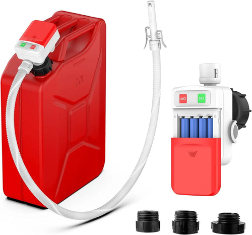 Auto-Stop Electric Fuel Transfer Pump, 3.2 GPM Portable Gas Can Pump with 51" Hose & 3 Tank Adapters (Can Not Included)