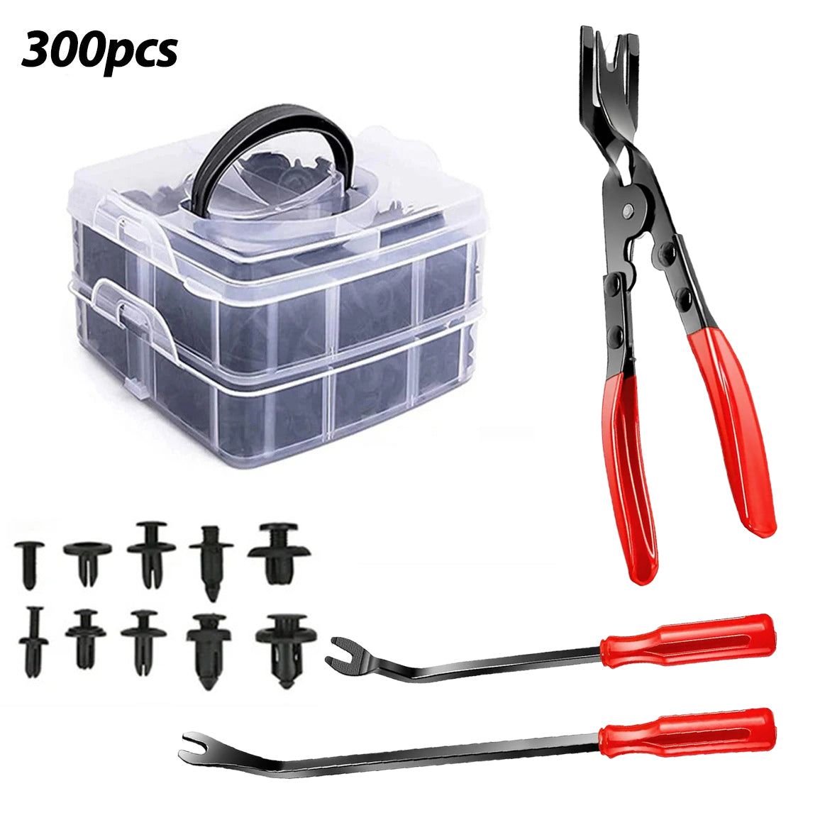 3 Pcs Tools + 300x Clips Box
